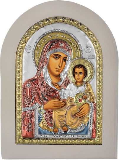 Silver-Plated Icon Panagia Ierusalimitissa Prince Silvero Ma E1102 Wh-vxc