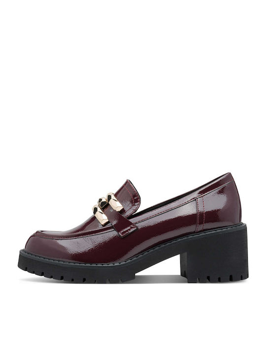 Lackleder Damen Mokassins in Burgundisch Farbe