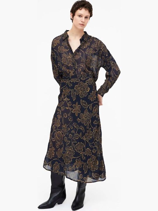 Wild Pony Midi Fustă Floral Mustard, Blue