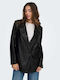 Only Blazer pentru femei Piele Sacou Black