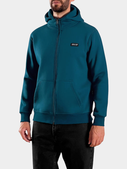 3Guys Sweatshirt with Hood Petrol Blue