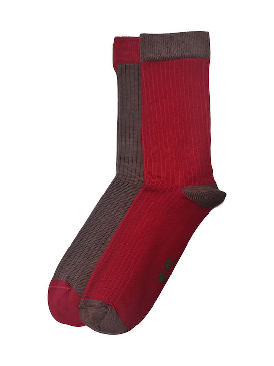 ME-WE Women's Solid Color Socks Brown/Red 2Pack