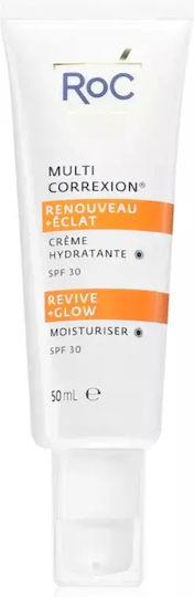 Roc Multi Correxion Revive + Glow Κρέμα Προσώπου Ημέρας με SPF30 για Ενυδάτωση, Ανάπλαση & Λάμψη με Βιταμίνη C & Κολλαγόνο 50ml