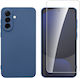 Redshield Set Umschlag Rückseite Silikon Set mit Glas Blau (Galaxy A36)