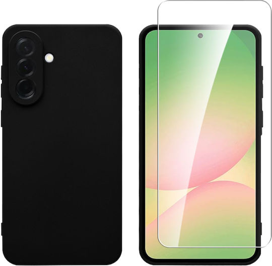 Redshield Set Back Cover Σιλικόνης Σετ με Τζαμάκι Μαύρο (Galaxy A56)