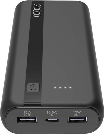 Cellular Line ESSENCE Power Bank 20000mAh με 2 Θύρες USB-A και Θύρα USB-C Μαύρο