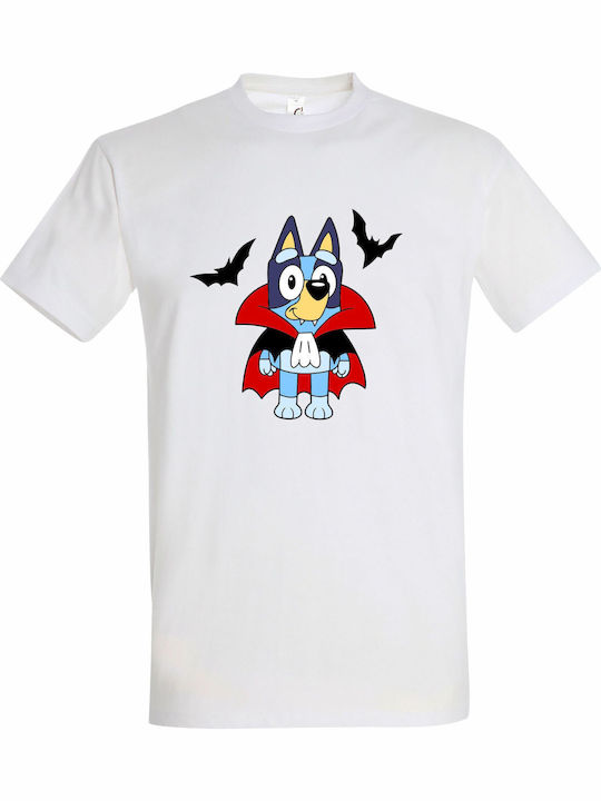 Tricou pentru copii White Bluey Dracula Halloween