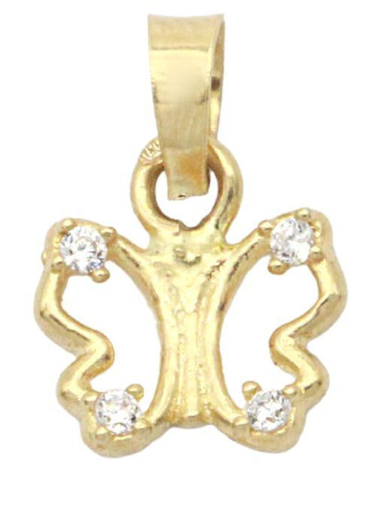 Sorelly Charm Fluture Din Aur Galben 14 Carate Cu Zircon