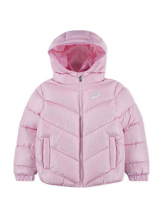 Kids' Sports Jacket Pink/white Puffer