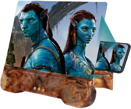 Μεγεθυντής Οθόνης Κινητού Aishenke με Ηχείο Bluetooth σε Καφέ χρώμα