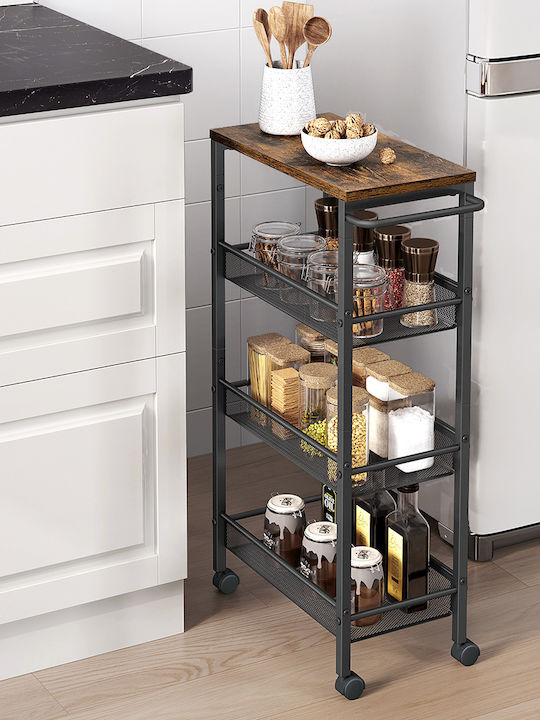 Vasagle Metallic Kitchen Trolley 3 Tiers Brown 45.4x22x77cm