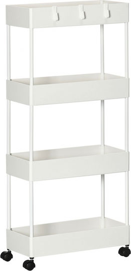 HomCom White Plastic Kitchen Trolley 40x19x90cm