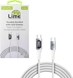 Lime USB 2.0 USB-C мъжки - USB-C мъжки 120W 1.2м Lime USB 2.0 USB-C мъжки - USB-C мъжки 120W 1.2м