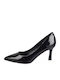 Synthetic Leather Black Medium Heels