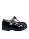 Kids Leather Ballerinas with Adjustable Metal Clasp Black