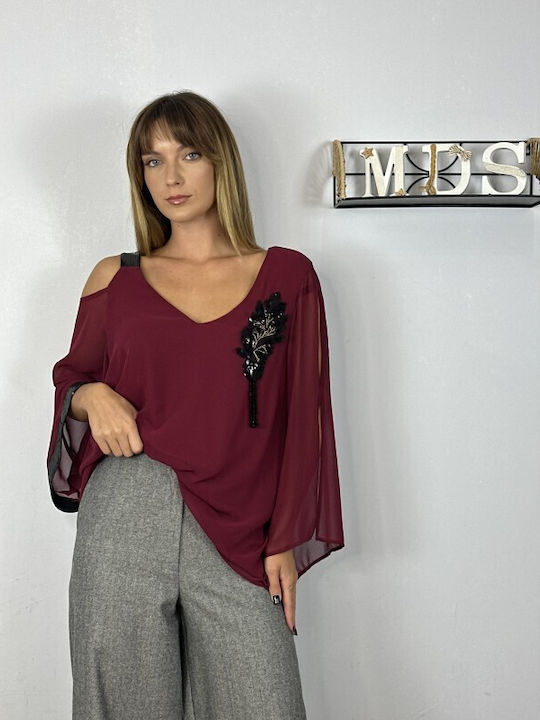 Silky Collection Women's Blouse Burgundy