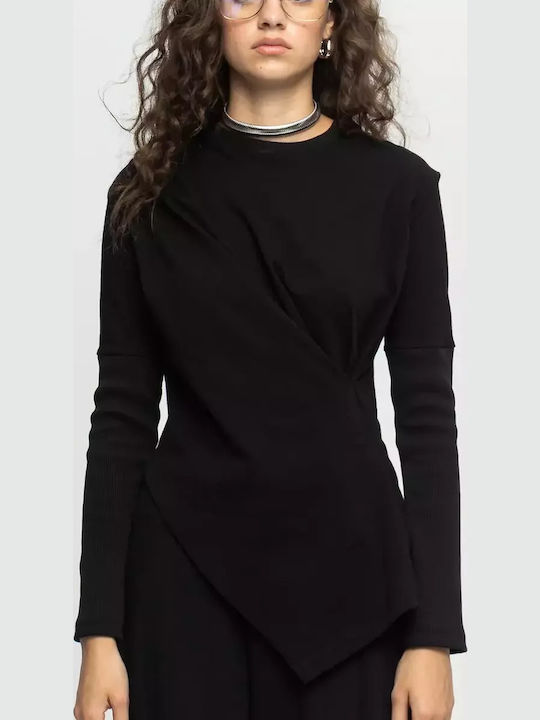 Women's Blouse Cotton Long Sleeve Black
