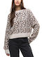 Harley Damen Langarm Pullover Baumwolle Tierdruck Brown-beige