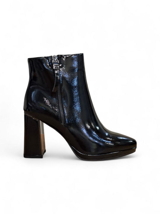 Stiefeletten Damen aus Lackleder Schwarz