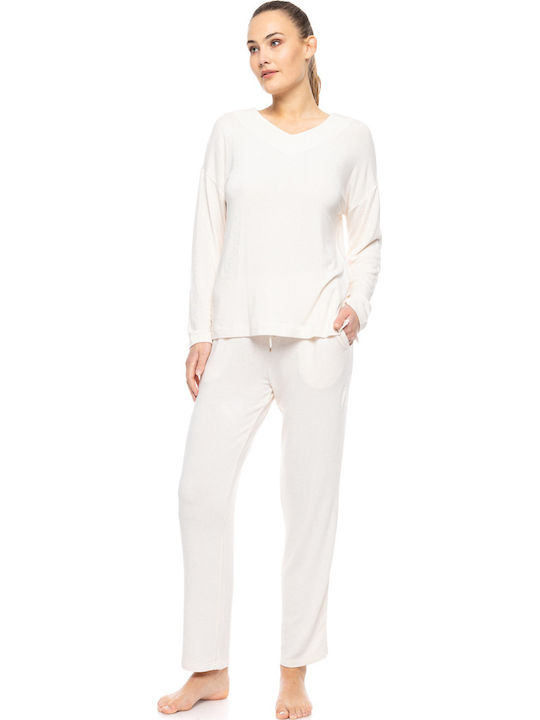Pink Label Winter Damen Pyjama-Set Dusty Pink