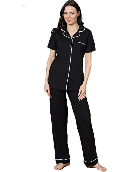 Oversleep Sommer Damen Pyjama-Set Black