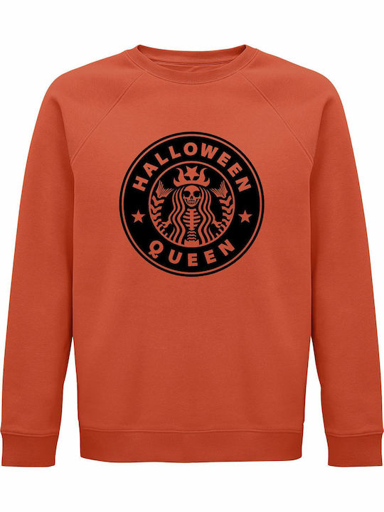 Unisex Organic Cotton Halloween Queen Sweatshirt Orange