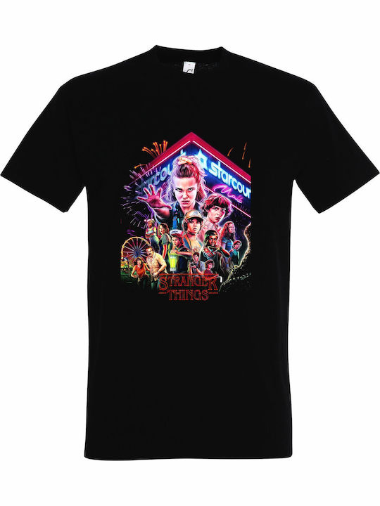 Unisex T-shirt Stranger Things Einzigartiger Grafikposter Schwarz