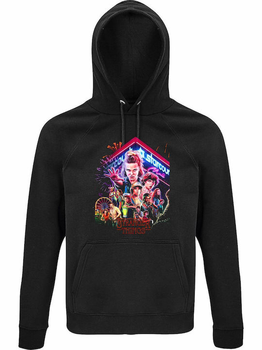 Hoodie Unisex Organic " Stranger Things Unique Graphic Poster " Black