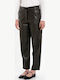 Women's Fabric Capri Trousers Regular Fit Dark Brown