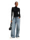 Women's Jean Trousers in Baggy Line Light Aged Denim