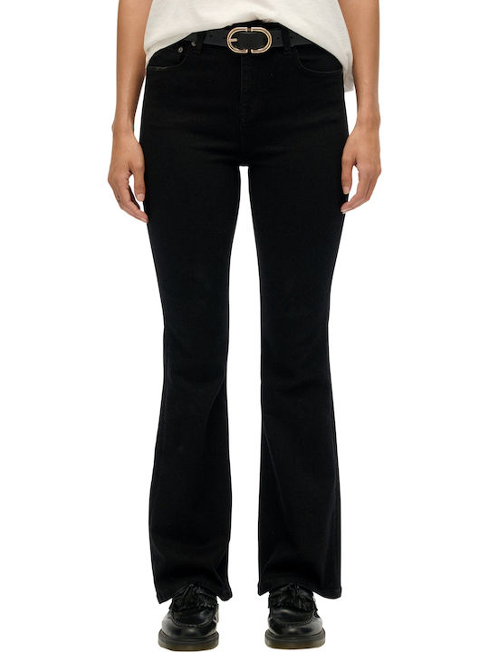 Damenjeans Schlaghose Mittelhohe Taille Black