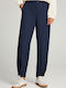 Damen Stoff Hose mit Gummizug Marineblau