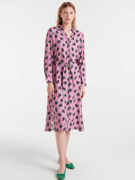 Rochie Cămașă Midi Roz
