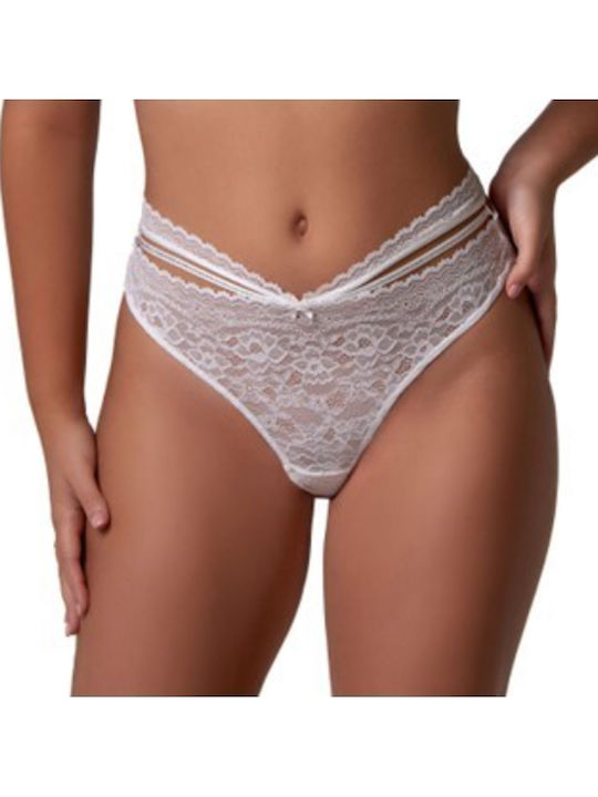 Γυναικείο String με Δαντέλα Λευκό
