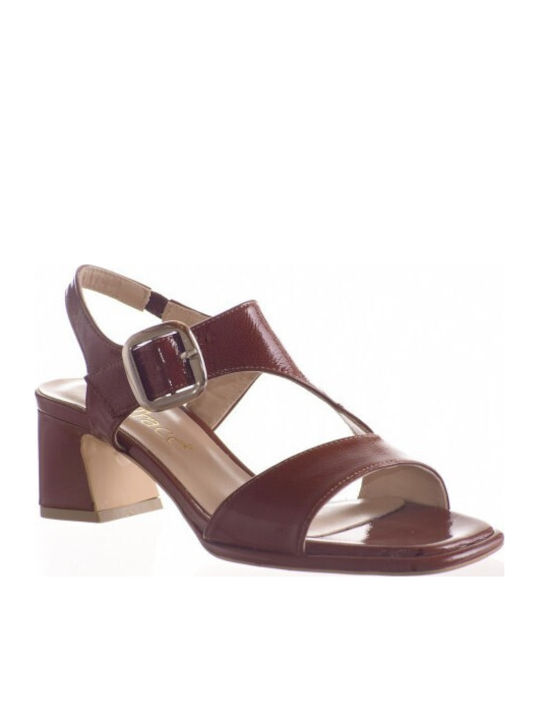 Sandalen Anatomisch aus Lackleder Tabac Braun