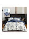 Pucioasa Set Husă de Pilotă Dublă cu 4 Fețe de Pernă & 1 Cearsaf 200x220 Classic Blue
