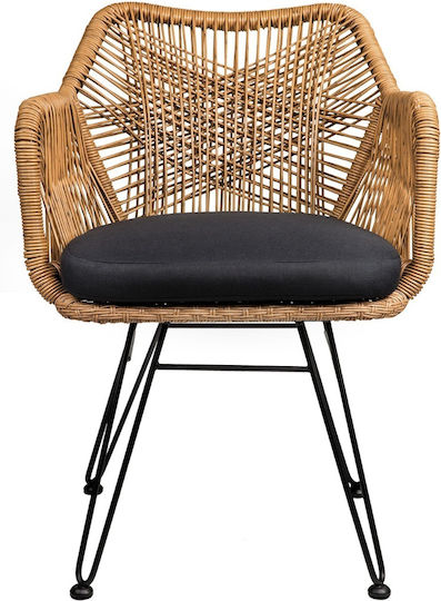 Outdoor Armchair Rattan Manhattan Natural with Cushion