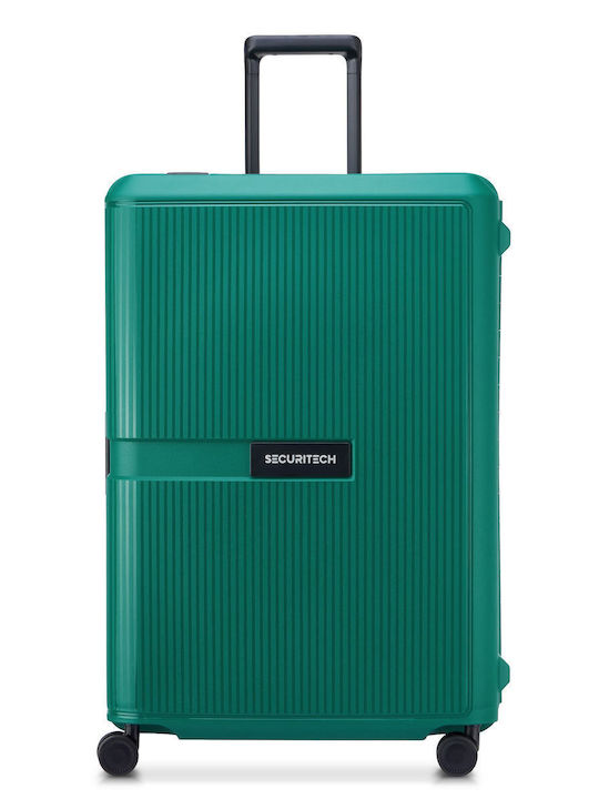 Securitech by Delsey Large Hard Stone Green Suitcase With 4 Wheels Height 76cm