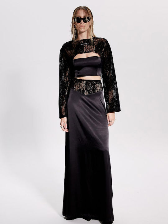 Satin,σατεν Maxi Rock Black