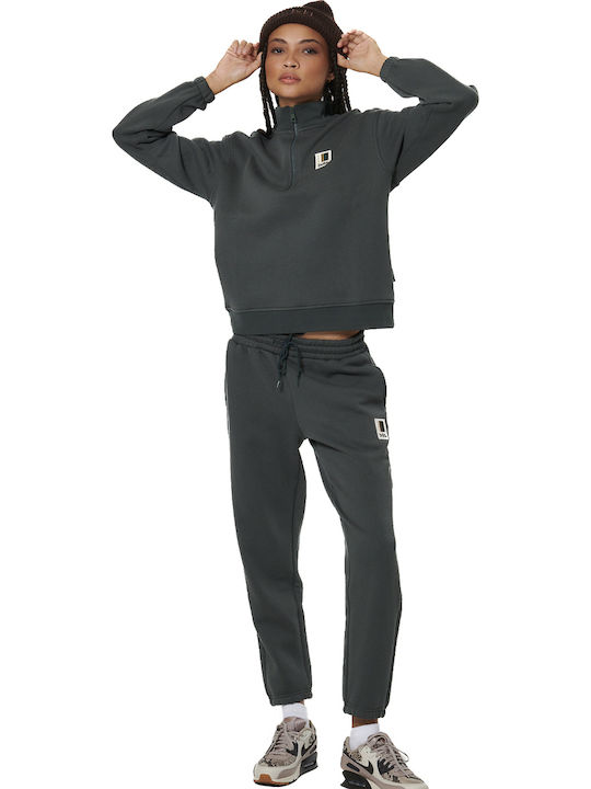 Body Action Παντελόνι Φόρμας Φαρδύ Fleece Πράσινο