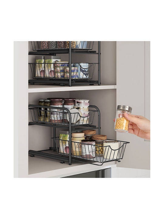 Songmics Metal Kitchen Cupboard Shelf 21.6x36.5x31.5cm Black