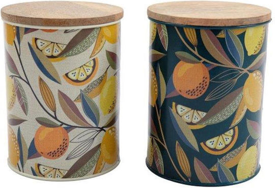 Atmosphera Citrus Zest Set 2 Pieces General Use Jars with Lid Ceramic Yellow 10x13.5cm 2 Pieces
