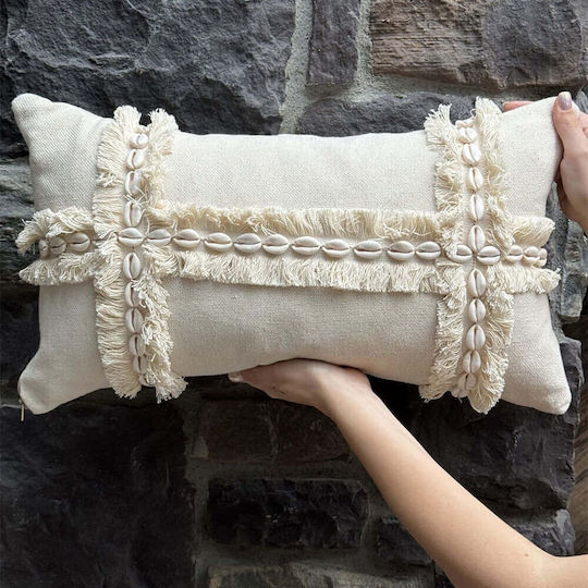 Aberto Design Decorative Pillow Case Den from 100% Cotton Beige 30x50cm.