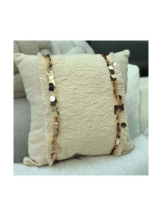 Aberto Design Decorative Pillow Case Ket from 100% Cotton Beige 43x43cm.