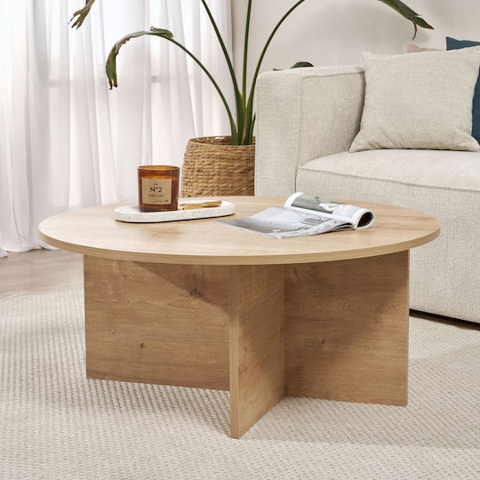 Round Central Coffee Table Soleil Wooden Colour Sapphire Oak W90xD90xH40cm