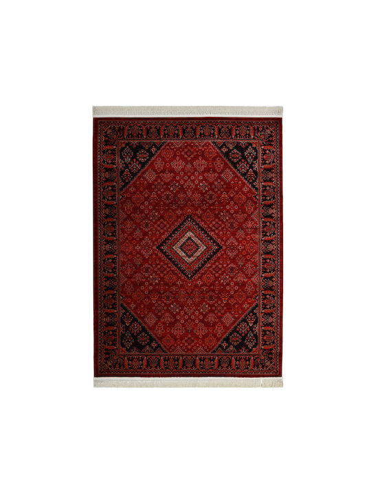 Royal Carpet Afgan Handmade Rug Rectangular with Fringes D.red Black