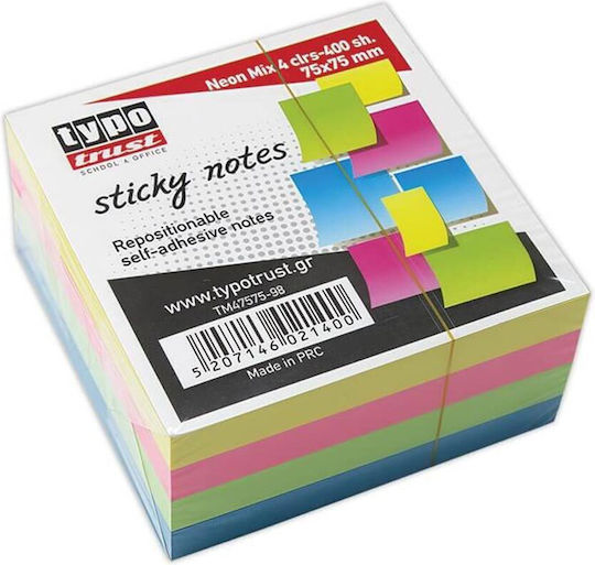 Neon Typotrust Bunte Notizblöcke 400 Blätter 75x75mm Tm47575-98