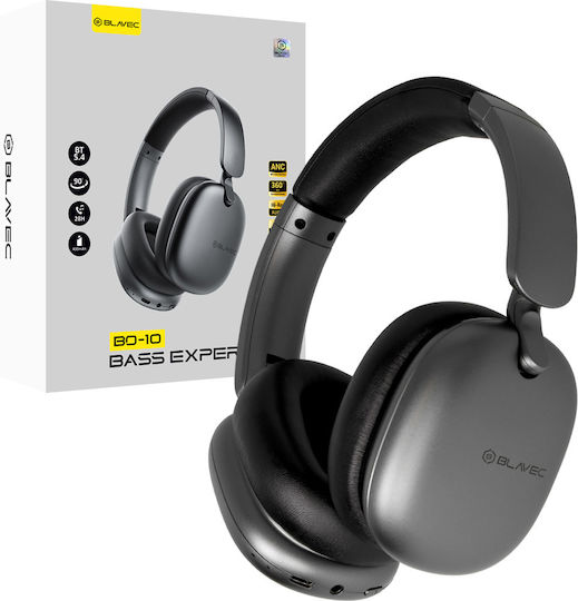 Blavec BO-10 Ασύρματα / Ενσύρματα Over Ear Ακουστικά και Quick Charge Μαύρα