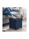 Stool For Living Room With Storage Space Upholstered with Fabric Blue 38x38x40cm