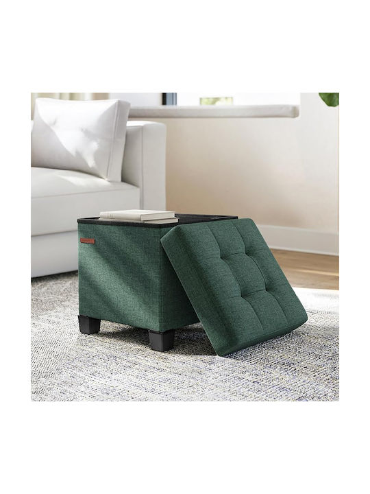 Stool For Living Room With Storage Space Upholstered with Fabric Green 38x38x40cm